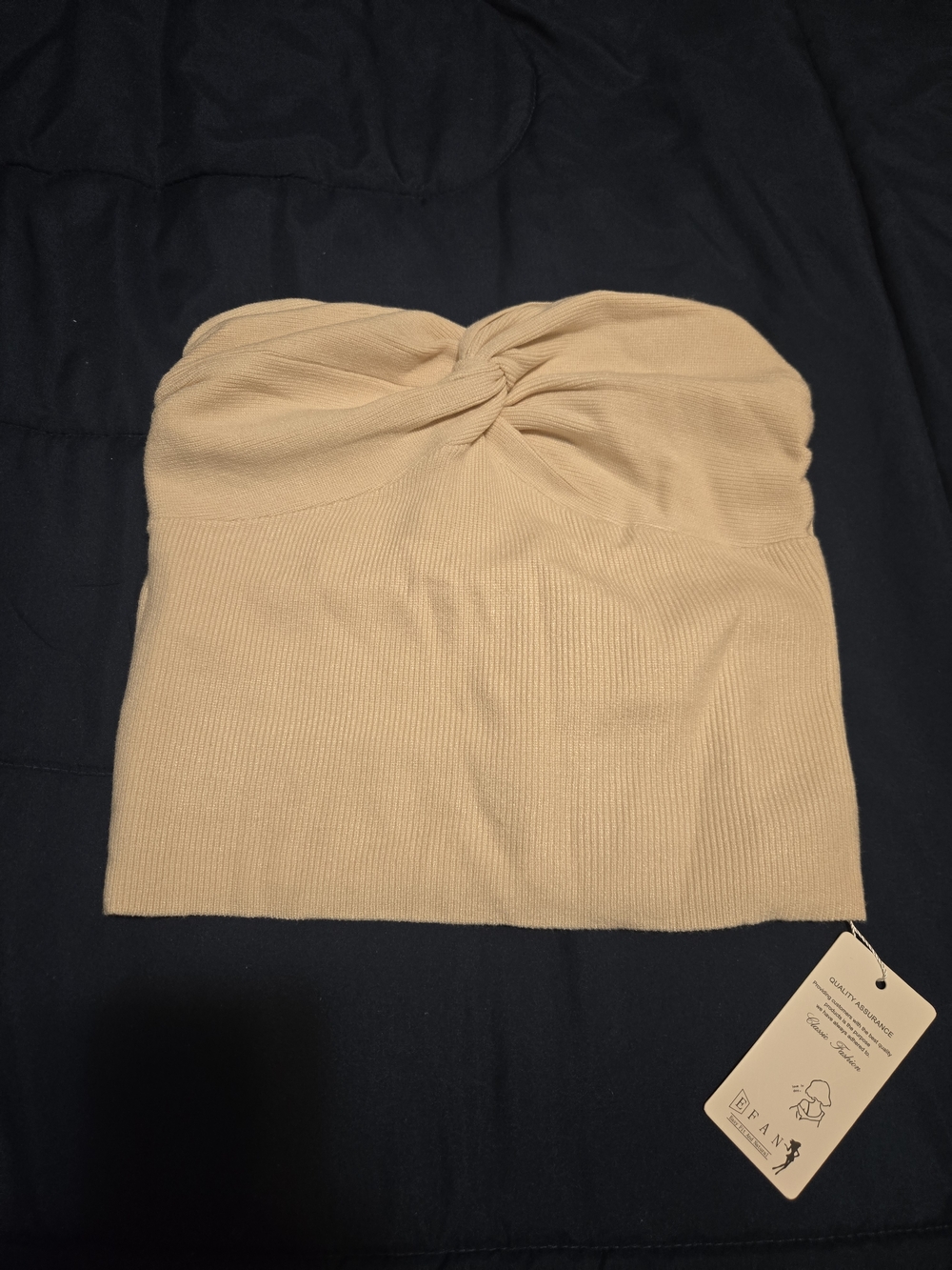 Strapless Twist Front Tube Top in Beige